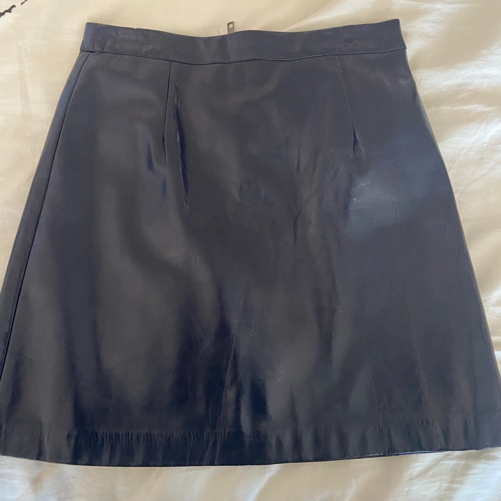 Navy blue leather skirt